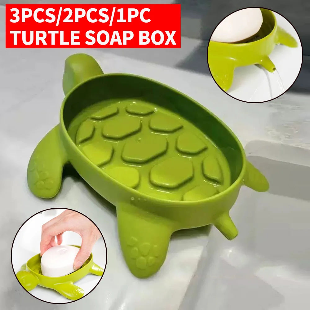 SWANS Turtle Soap Dish Draining Holder – 1/2/3 Pack Soap Dish Holder SWANS