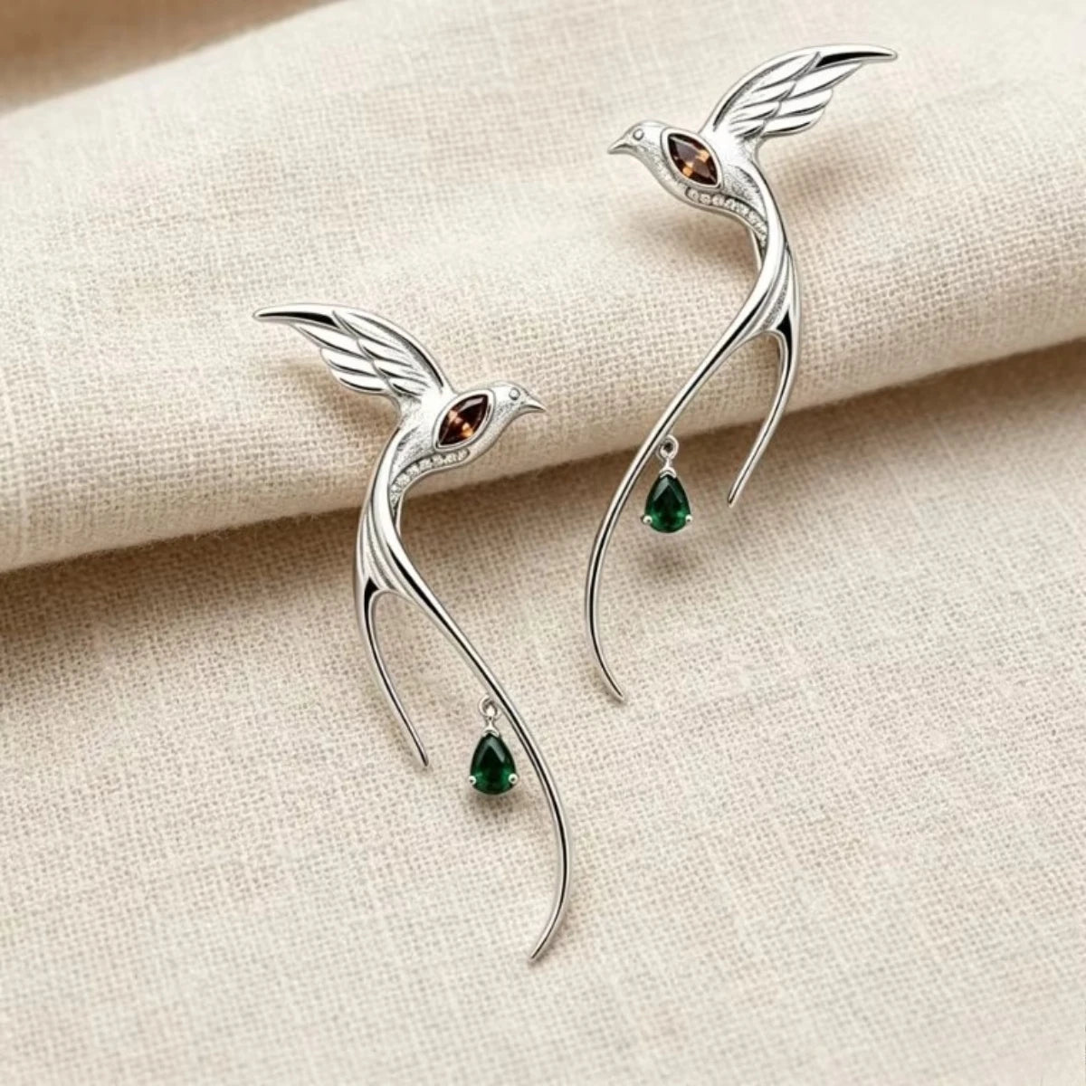 Swallow Bird Zircon Dangle Earrings – Oriental Style Women's Jewelry Dangle Earrings SWANS Style 1