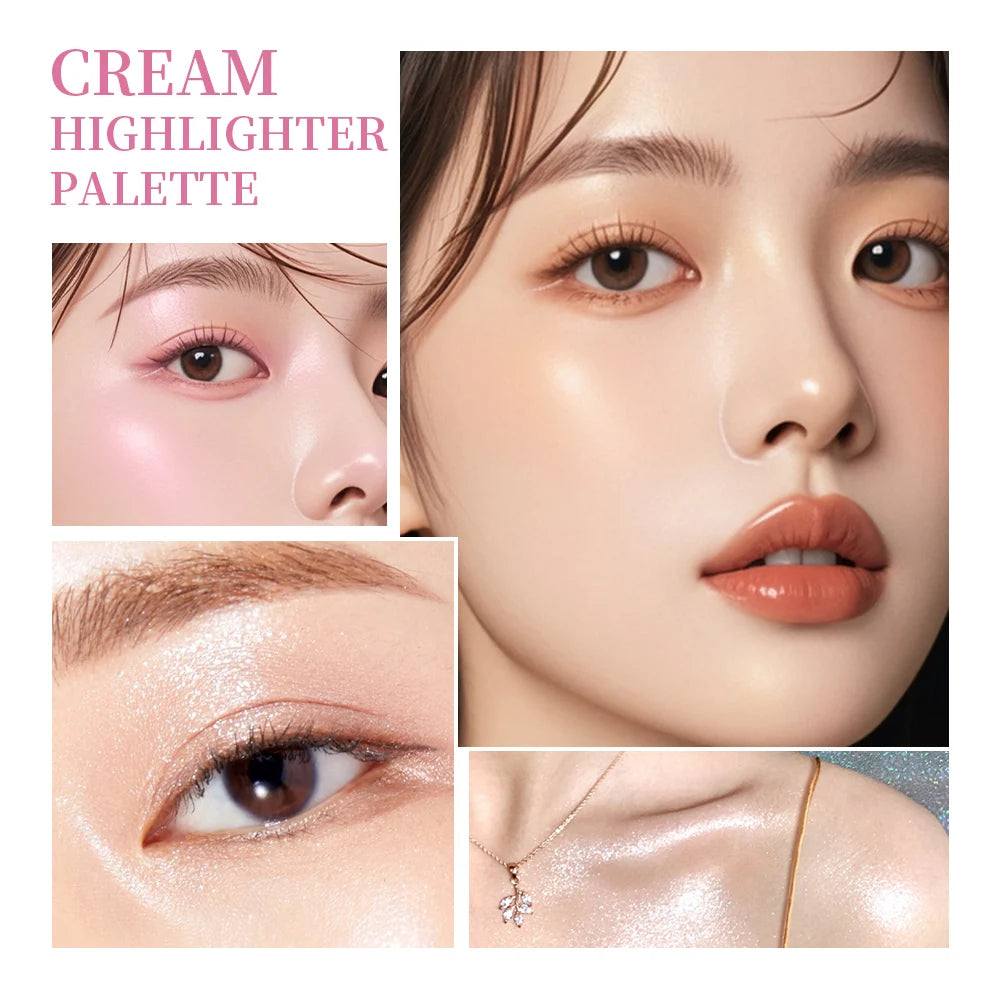 8-Color Cream Highlighter Blush & Brow Palette | Shimmer Makeup Makeup Palette SWANS