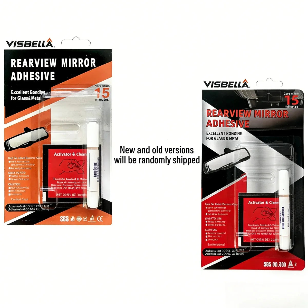 Car Rearview Mirror Adhesive Repair Kit – Fast-Cure Strong Bond Mirror Repair Adhesive SWANS