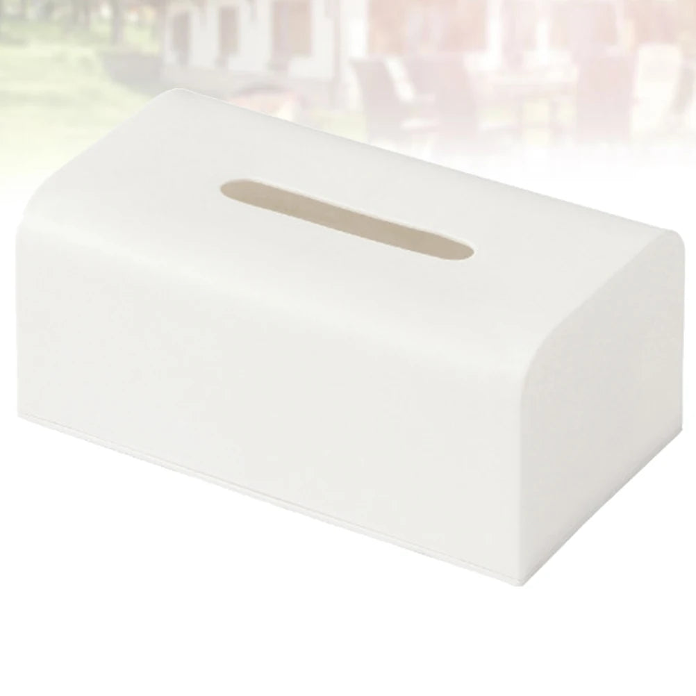 SWANS Large Plastic Tissue Box Holder – White Desktop Napkin Storage Tissue Box Holder SWANS