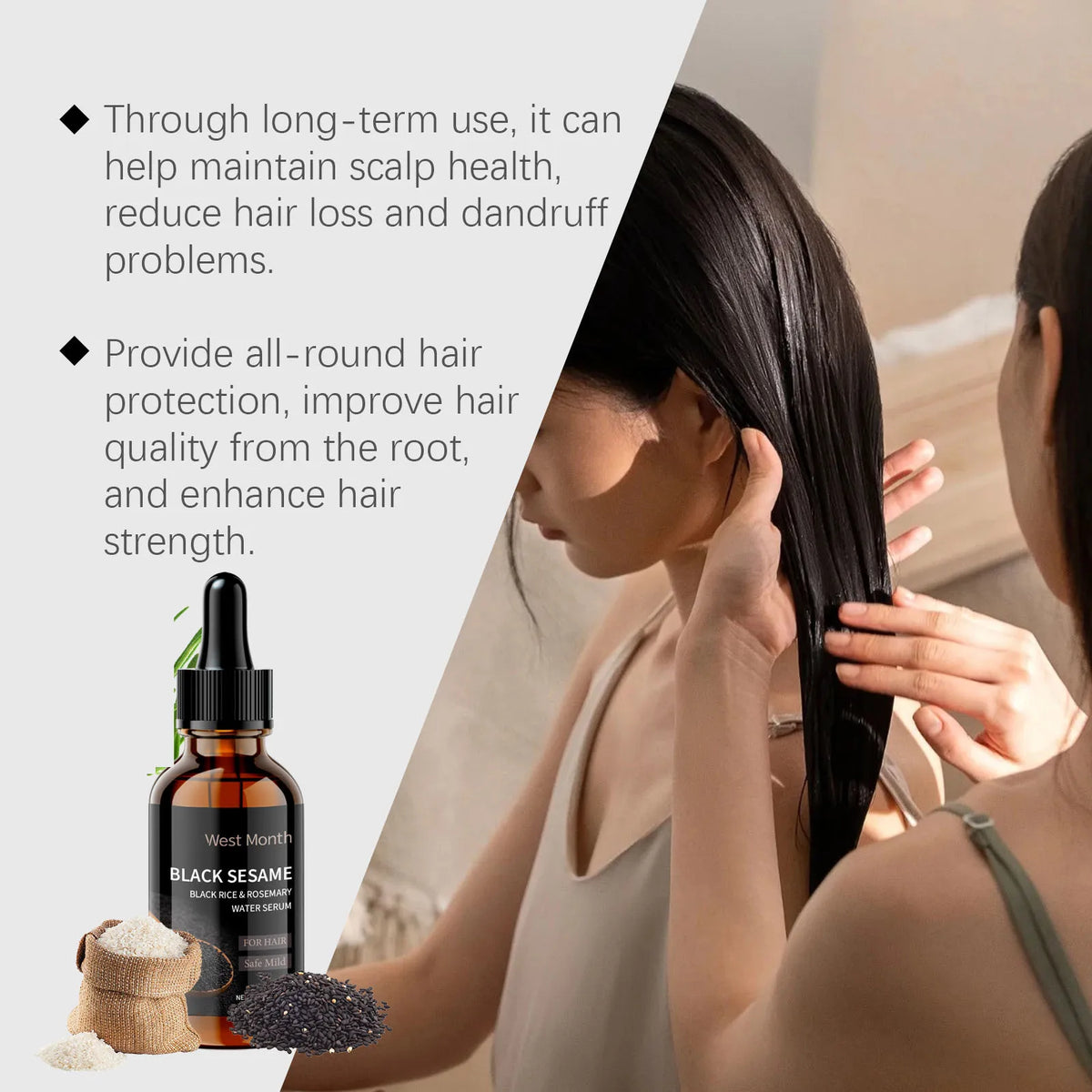 Black Sesame Hair Strengthening Oil & Growth Serum 30/60ml Hair Growth Serum SWANS