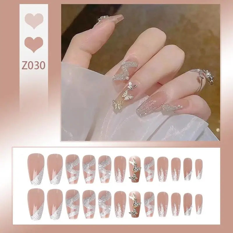 Press-On French Tip Acrylic Nails – 24pc Short Fake Nail Set