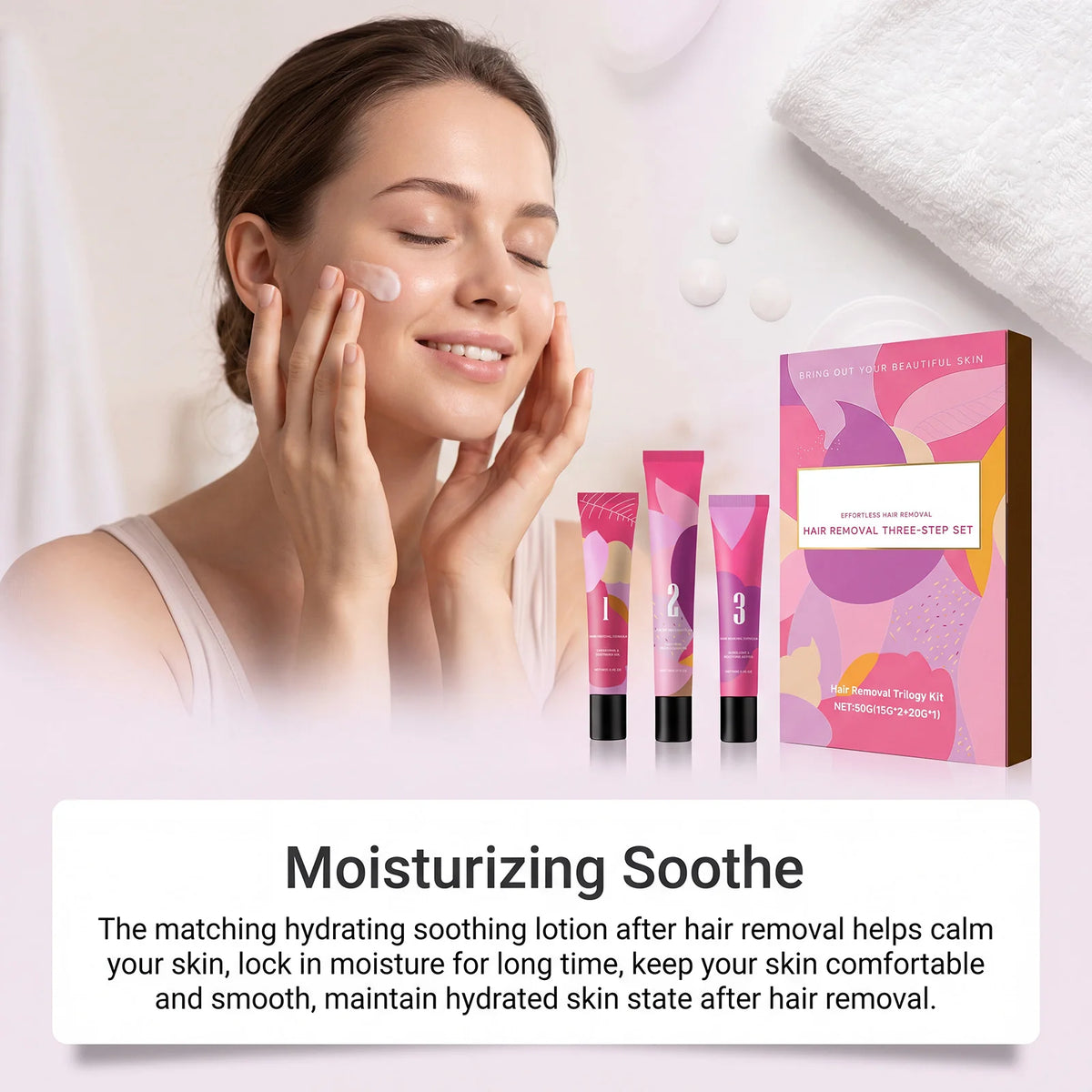 3-Step Facial Hair Removal Kit – Depilatory Cream & Lotion Set Hair Removal Cream Set SWANS
