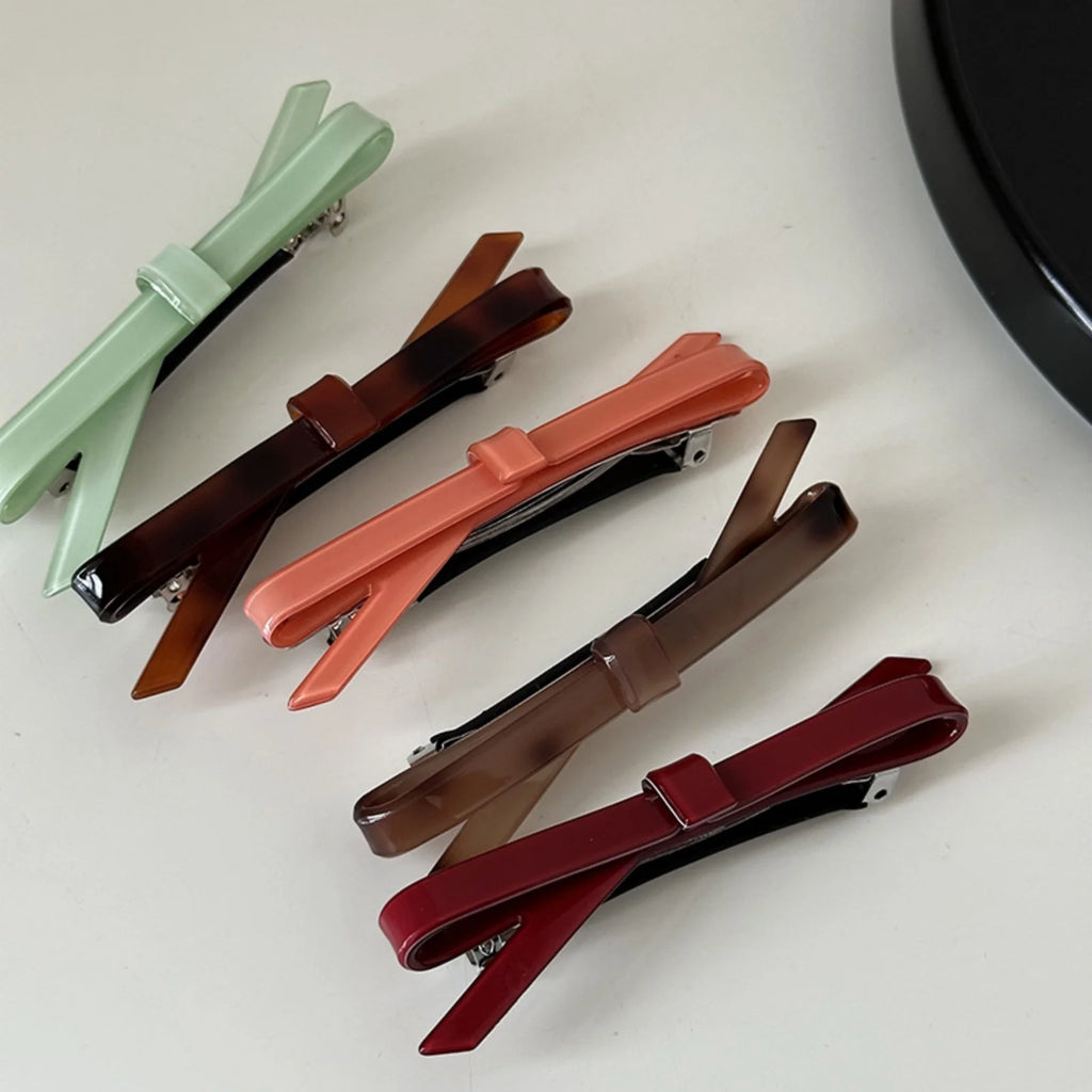 Korean Bow Hair Clips – Acetate Barrettes for Women & Girls Hair Clip Barrette SWANS
