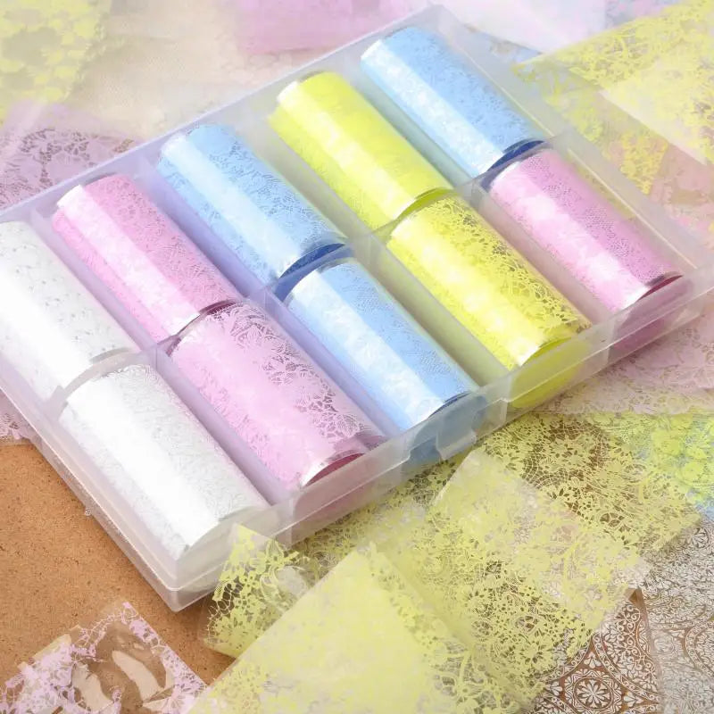 Lace Tulip Nail Foils – Black & White Sequin Nail Stickers Nail Art Stickers SWANS
