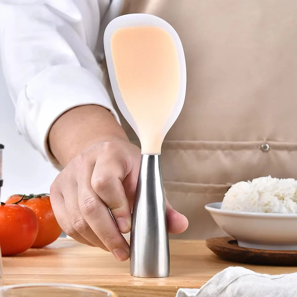 SWANS Silicone Rice Spoon – Non-Stick Stand-Up Serving Spoon Silicone Rice Spoon SWANS