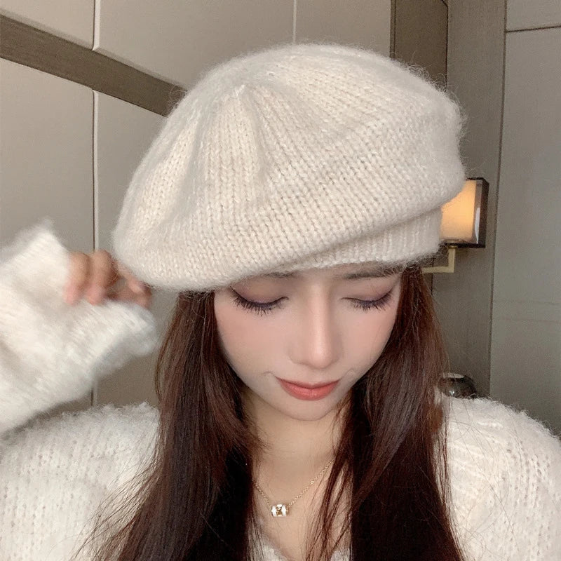 Women's Wool Blend Beret – Warm Knit French Artist Cap Women's Beret Hat SWANS