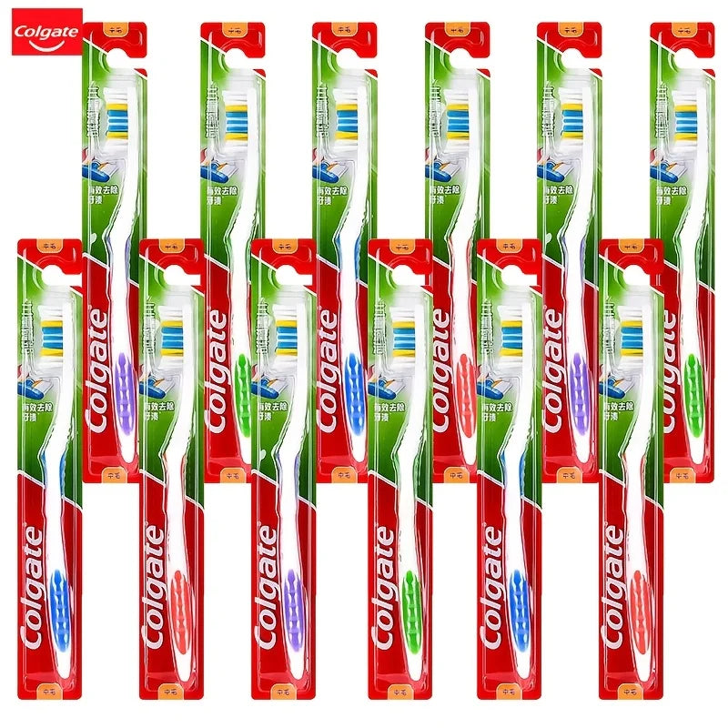 Colgate Triple Deep Clean Toothbrush 12-Pack | Medium Bristles Adult Toothbrush SWANS