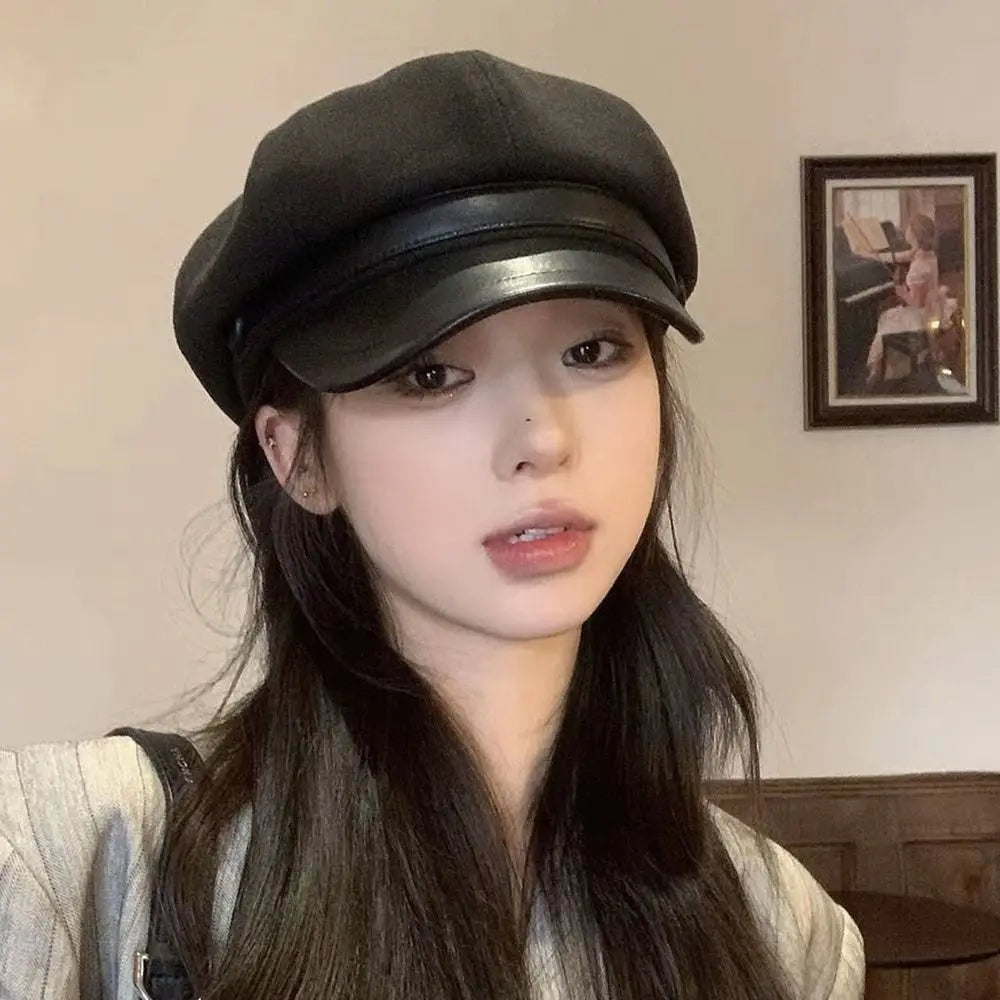 Women's Winter Beret Hat – Vintage Woolen Octagonal Cap Winter Beret Hat SWANS