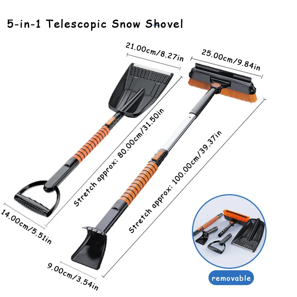 Retractable Car Ice Scraper & Snow Brush – 2-in-1 Winter Tool Ice Scraper Snow Brush SWANS cxc21-5in1