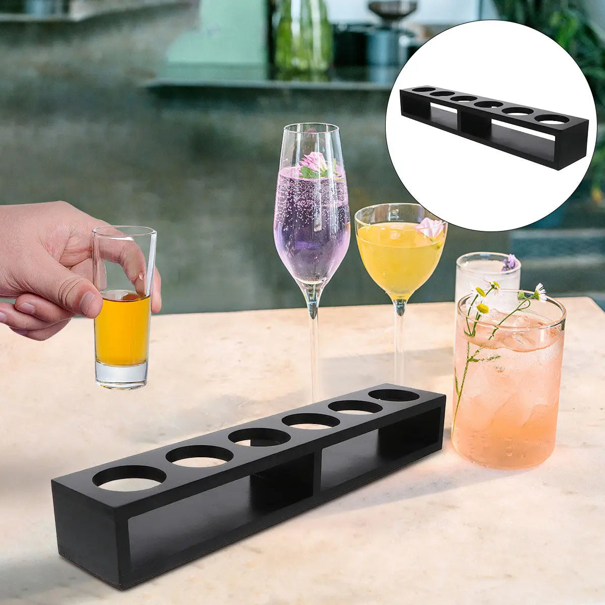 Wooden Cocktail Glass Holder Rack – Cup Storage Organizer Glass Holder Rack SWANS