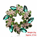Elegant Rhinestone Floral Brooch – Alloy Crystal Lapel & Scarf Pin Fashion Brooch Pin SWANS Dark Green