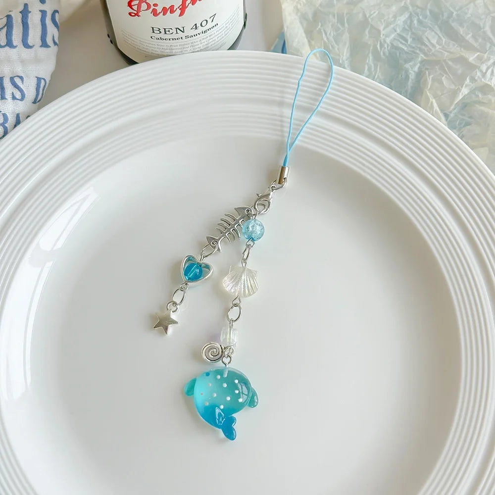 Y2K Shark Beaded Keychain – Ocean Phone Chain & Bag Charm Novelty Keychain SWANS Style 2
