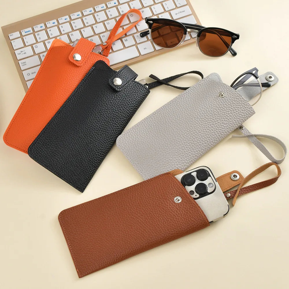 Slim PU Leather Eyeglass Case – Travel Sunglasses Pouch Eyeglass Case SWANS