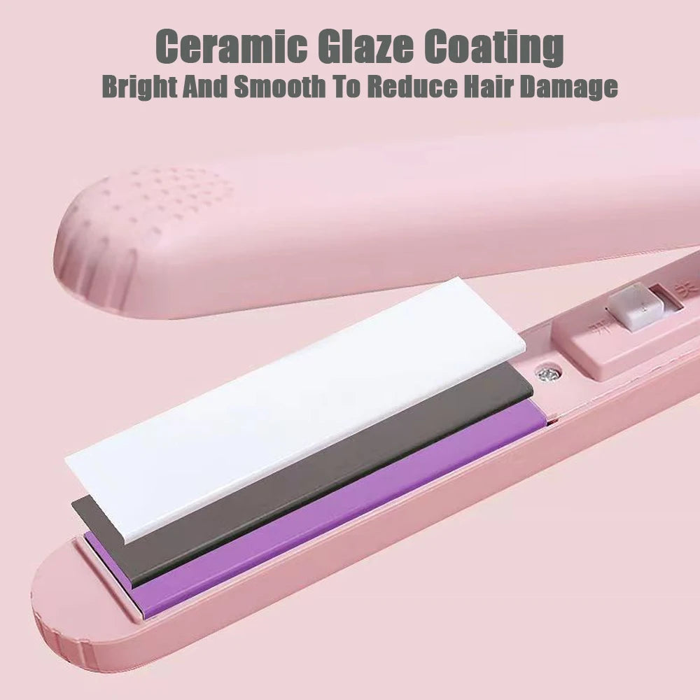 YIBER Mini Ceramic Flat Iron – 2-in-1 Hair Straightener & Curler Ceramic Flat Iron SWANS