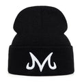 SWANS M Letter Embroidery Knit Beanie Hat – Unisex One Size Knit Beanie Hat SWANS Black white