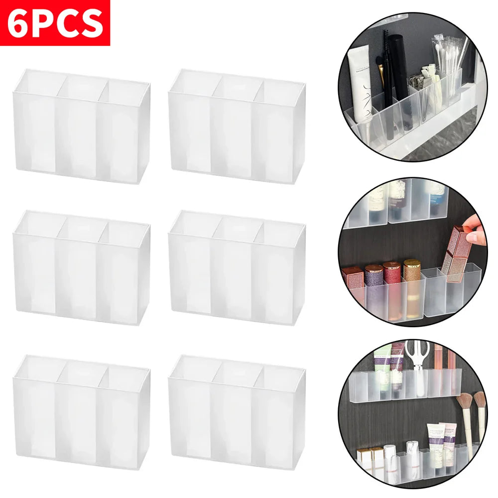 SWANS No-Drill Wall Mounted Compartment Storage Box 1/3/6PC Wall Storage Organizer SWANS 6PCS S