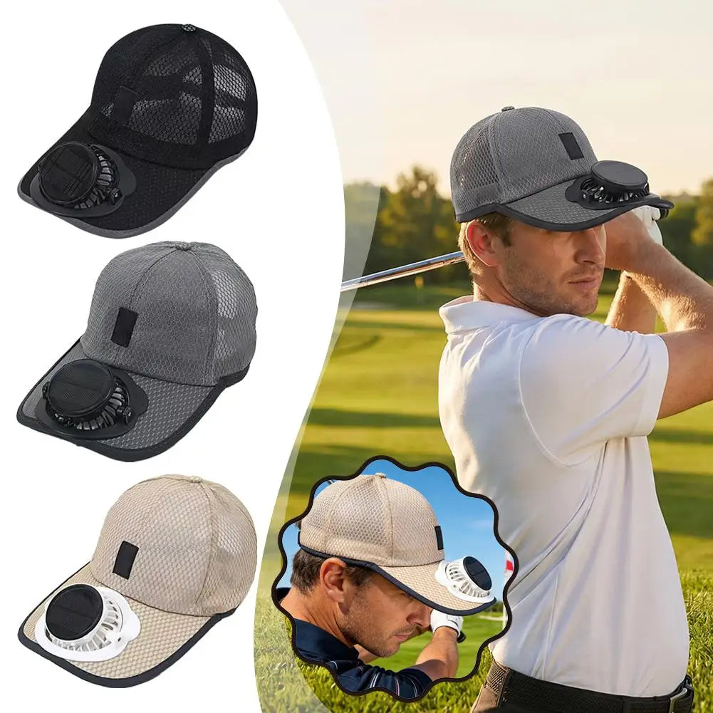 Solar Fan Baseball Cap – Cooling Mesh Sun Hat for Men & Women Solar Fan Cap SWANS
