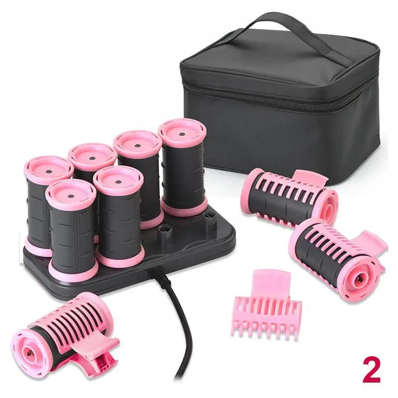 8-Piece Electric Heated Hair Roller Kit with Storage Bag Heated Hair Rollers SWANS 2