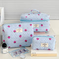 Blue Quilted Cosmetic Bag – Large Makeup & Toiletry Pouch Cosmetic Makeup Bag SWANS Blue Small