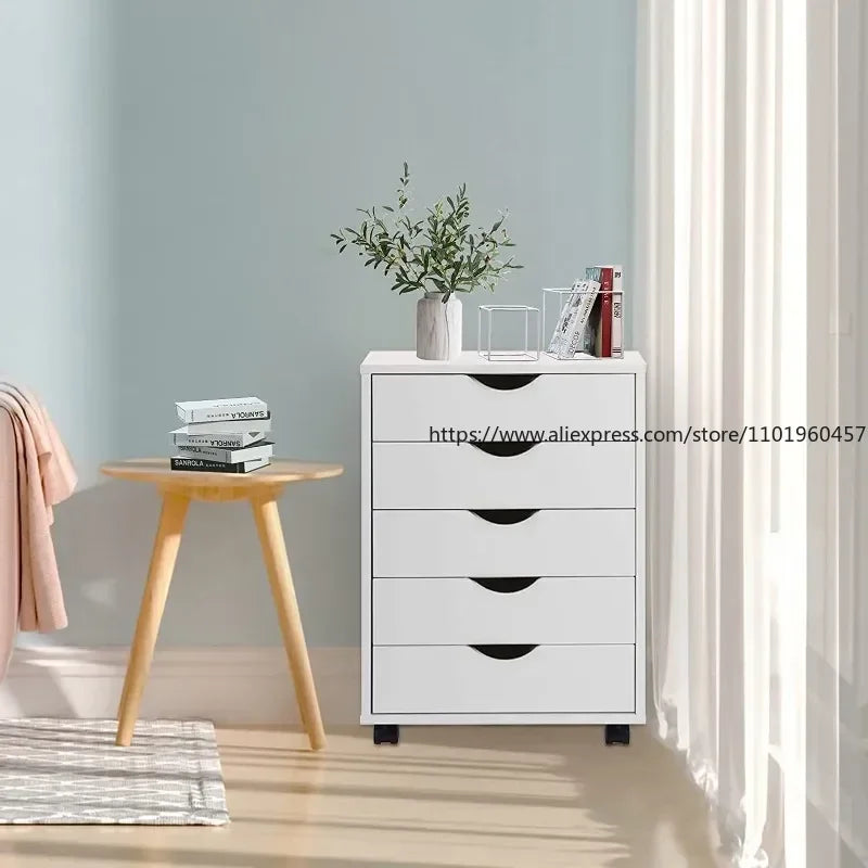 White File Cabinet with Swivel Wheels – Home Office Storage Filing Cabinet SWANS