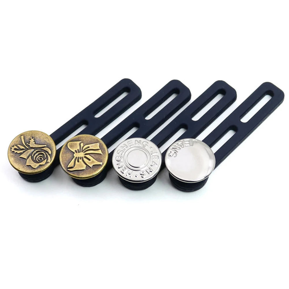 No-Sew Waistband Button Extenders – Metal & Silicone Jeans Fit Waistband Button Extender SWANS B