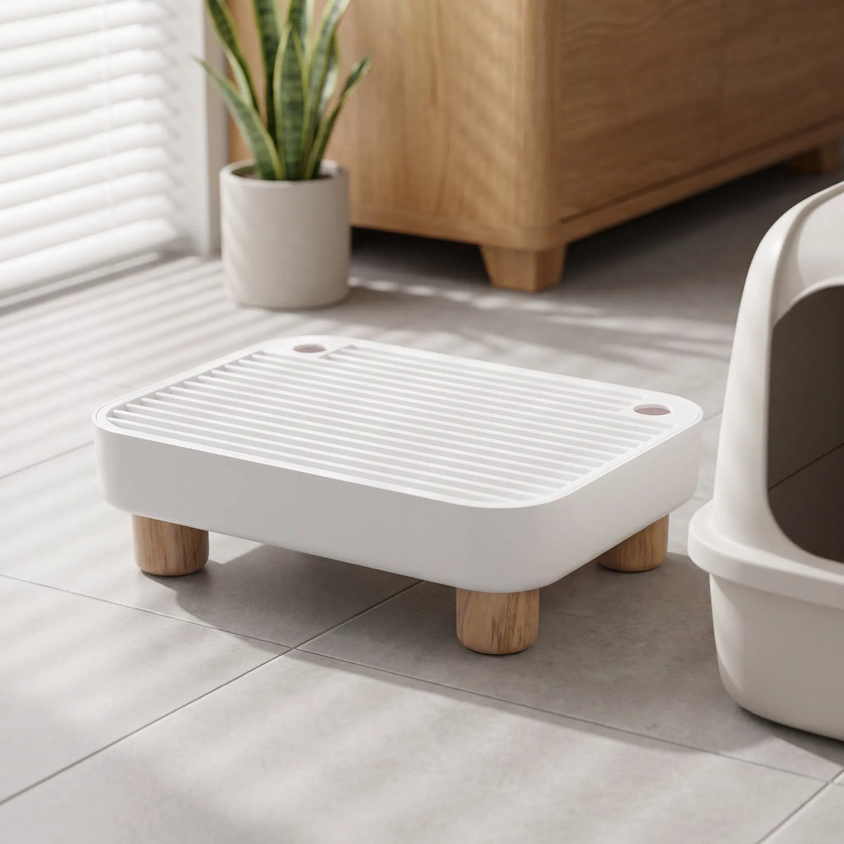 Cat Litter Box Ramp Step – Elevated Litter Catcher Platform Cat Litter Accessory SWANS