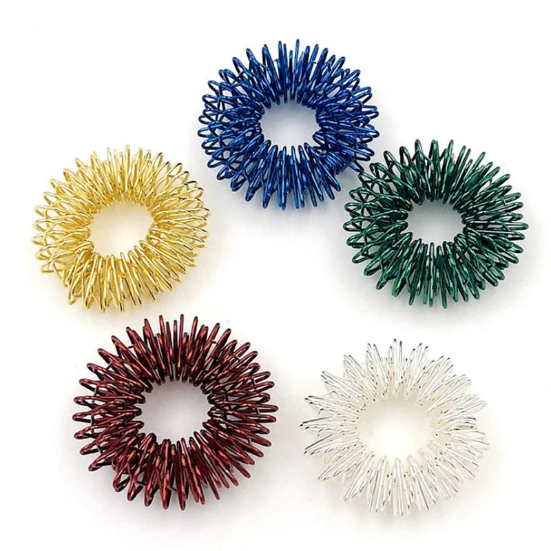 10-Pack Gold Finger Acupressure Massage Rings – Stainless Steel Acupressure Massage Ring SWANS