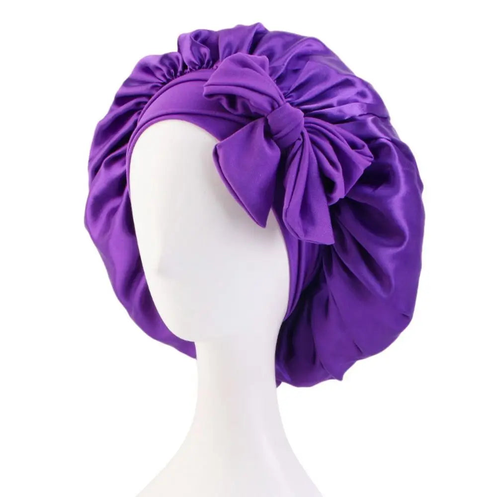 Satin Sleep Cap Turban Bonnet Wide Headband | Hair Care Satin Sleep Bonnet SWANS purple