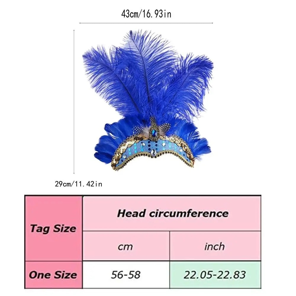 Colorful Feather Headdress – Carnival Showgirl Headband Feather Headband SWANS