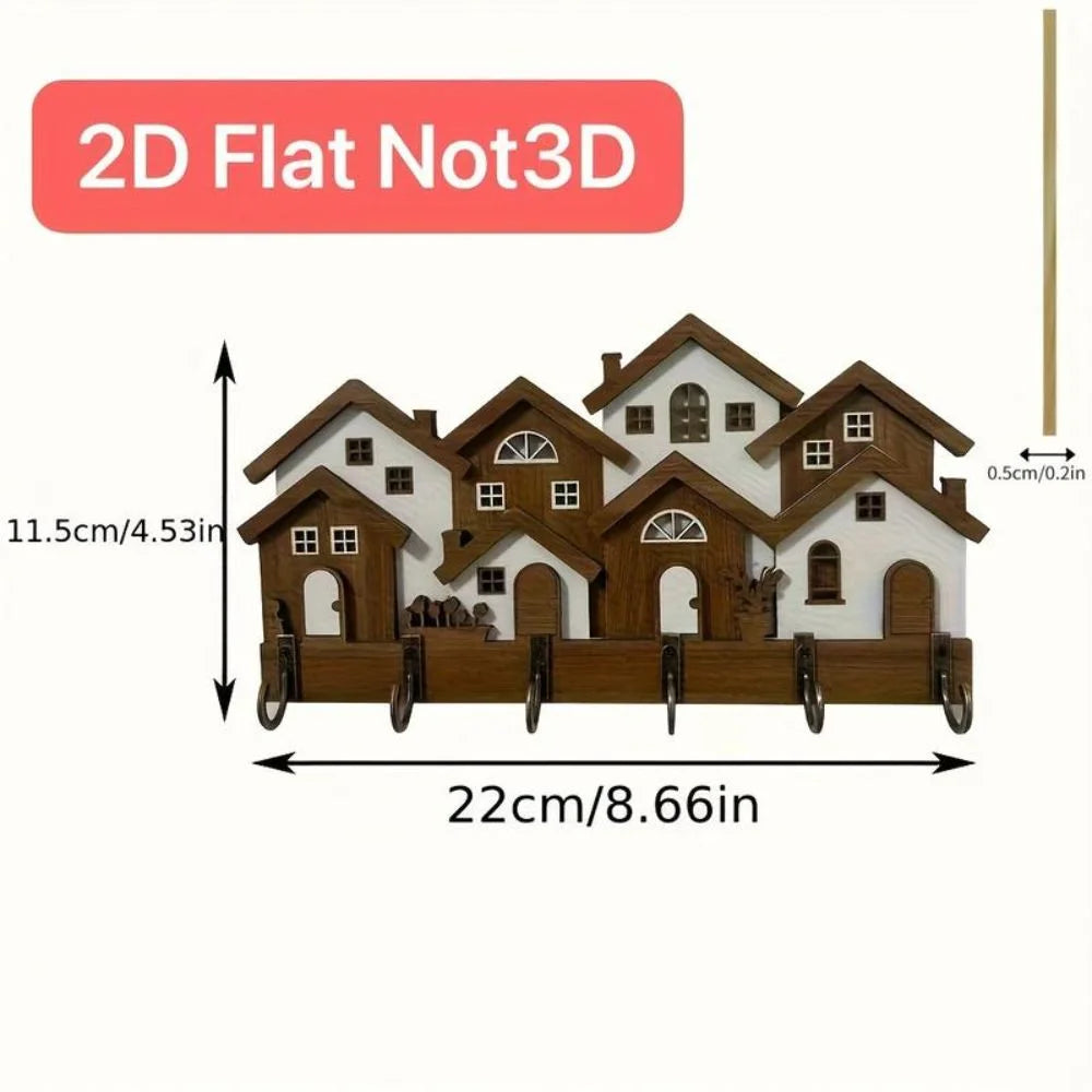 Wooden House Key Holder – Wall Mounted Decorative Key Rack Wall Key Rack SWANS A