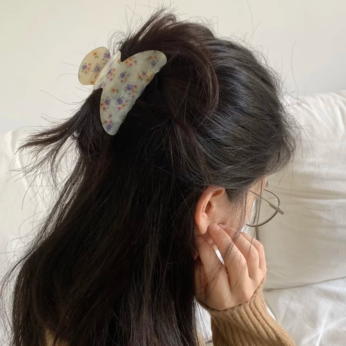 Floral Butterfly Acrylic Hair Claw Clip – Women & Girls Hair Claw Clip SWANS