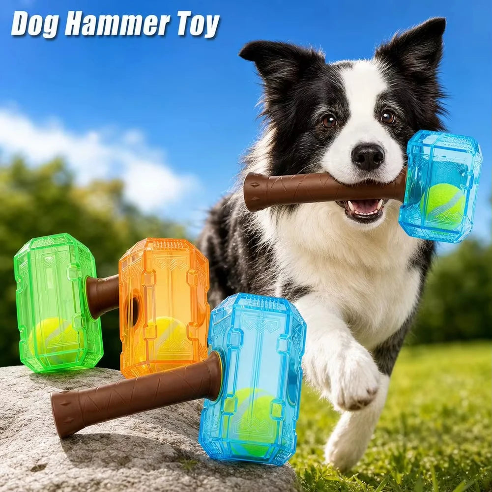 TPR Squeaky Hammer Dog Chew Toy – Tennis Ball for Dogs Dog Chew Toy SWANS