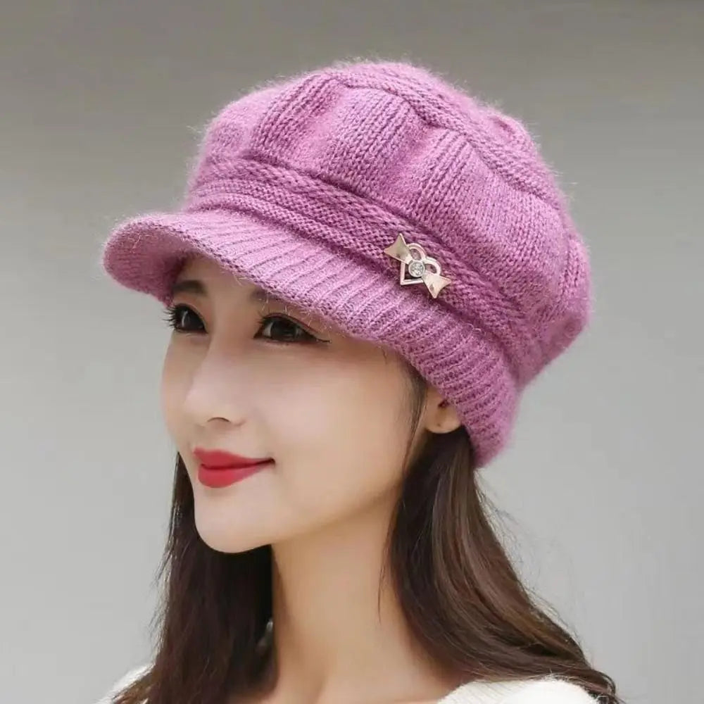 Women's Knitted Peaked Cap – Windproof Double Layer Ear Guard Knitted Peaked Cap SWANS