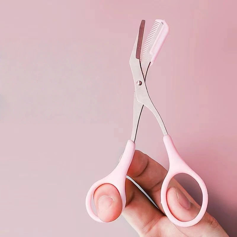 Eyebrow Trimmer Scissor & 6-Piece 3D Brow Shaper Template Kit Eyebrow Grooming Kit SWANS