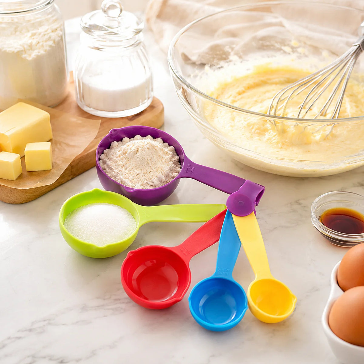 SWANS 5-Piece Multicolor Measuring Spoon Set – Food-Grade Measuring Spoon Set SWANS