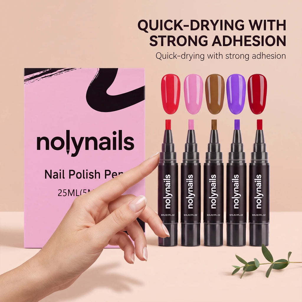 5-Color Gel Nail Polish Pen Set – Quick Dry, No UV Needed Gel Nail Polish Pen SWANS