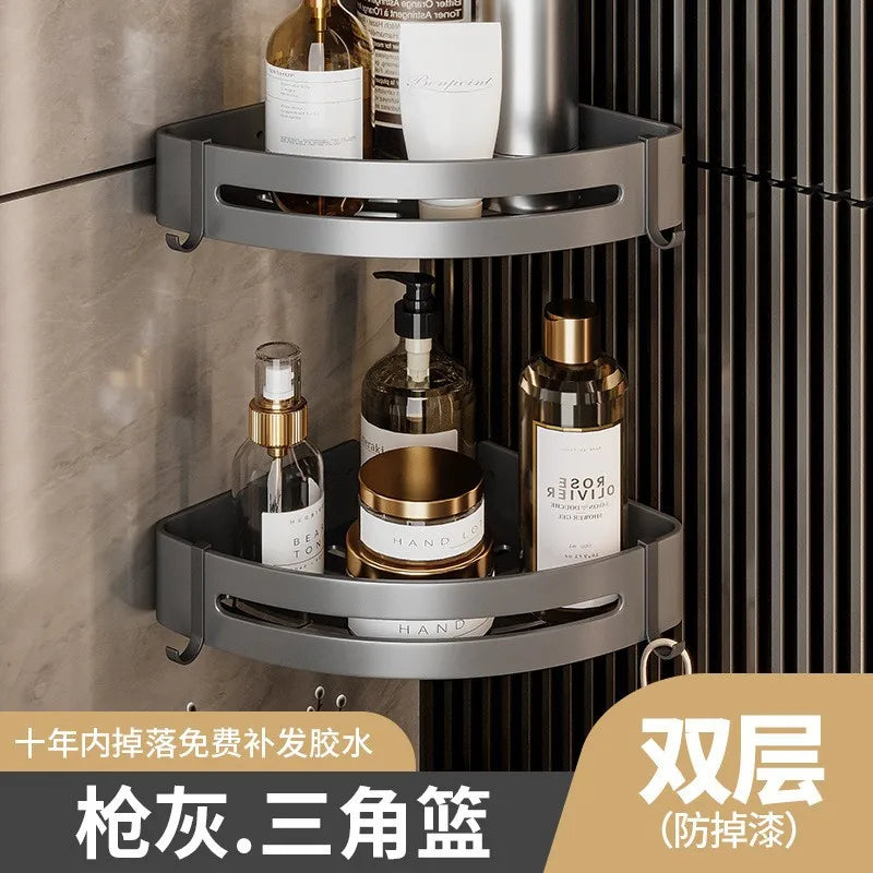 SWANS Gun Gray Aluminum No-Drill Wall-Mounted Towel Rack Bathroom Towel Rack SWANS Double triang plate
