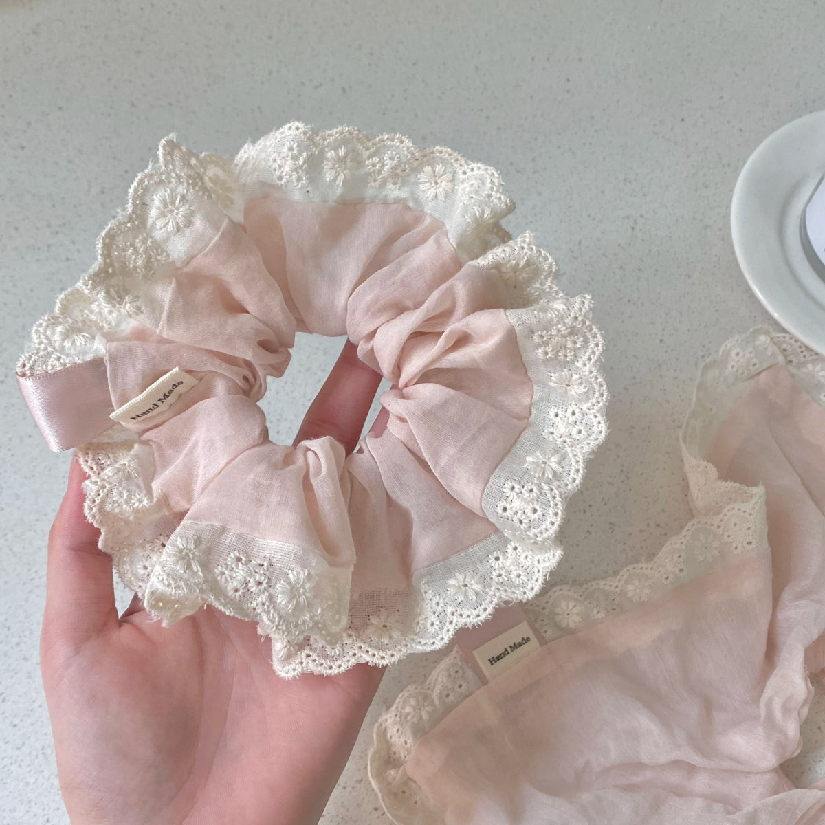 Pink Lace Scrunchies for Women – Elegant Hair Ties Set Hair Scrunchie Set SWANS