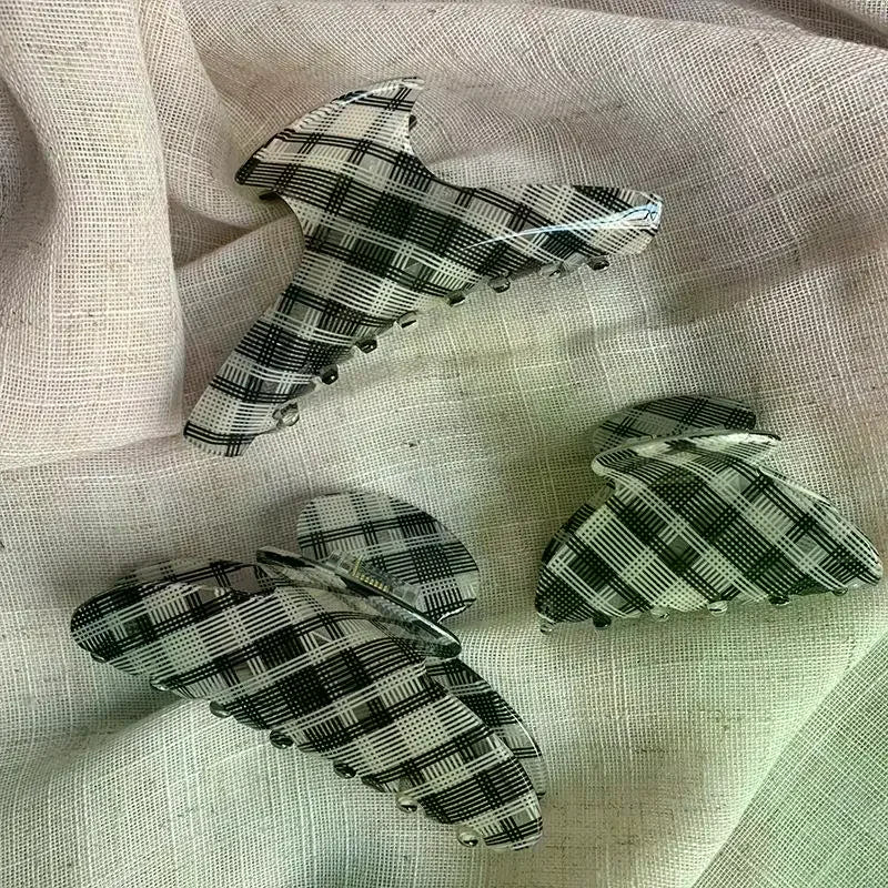 Plaid Acrylic Hair Claw Clip – Retro Vintage Style for Women Hair Claw Clip SWANS