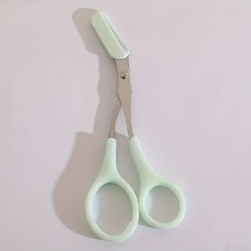 SWANS Pink Eyebrow Scissors with Built-In Comb | Precision Trim Eyebrow Grooming Scissors SWANS
