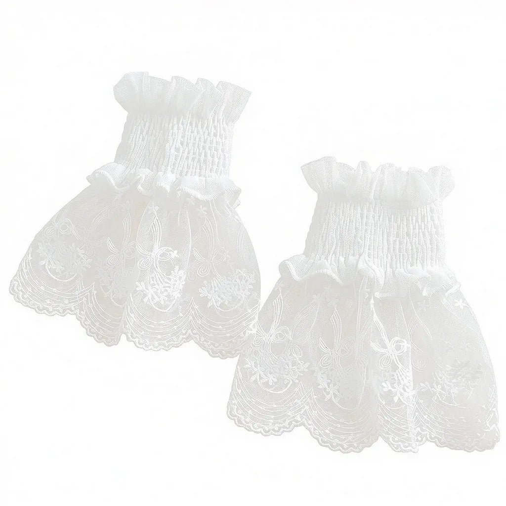 Detachable Lace Fake Cuffs – Floral Embroidered Sleeve Extenders Detachable Lace Cuffs SWANS