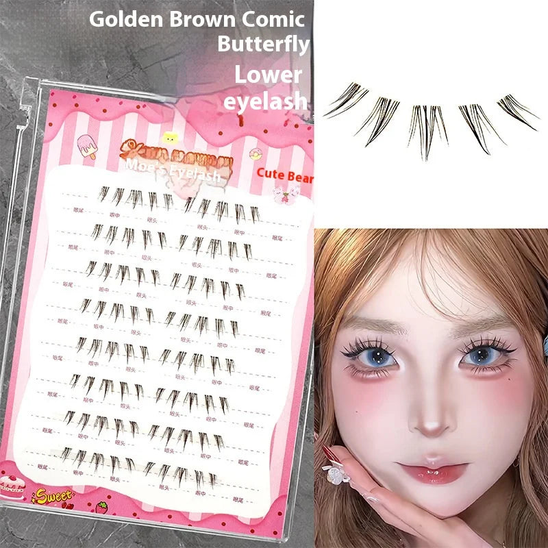 No-Glue Anime Winged Lower False Eyelashes – 3D Bottom Lashes False Eyelashes SWANS