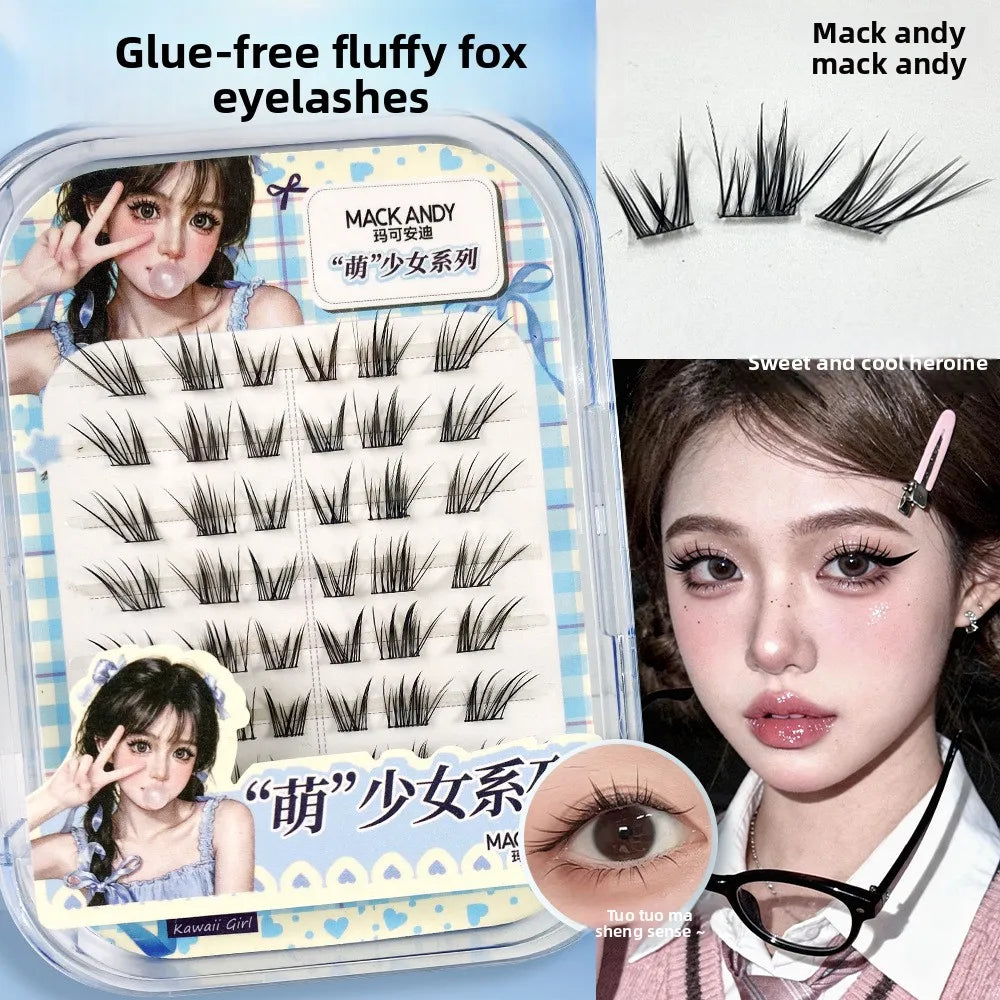 Self-Adhesive False Eyelashes – Fluffy Winged Fox 12–14mm