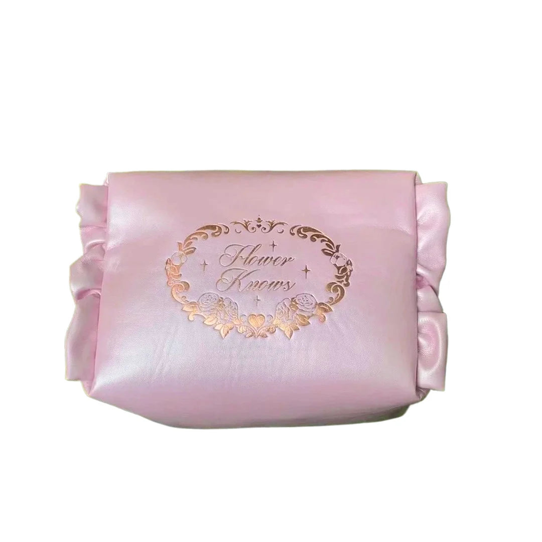 Flower Knows Midsummer Night Pink Cosmetic Bag | Large Capacity Cosmetic Makeup Bag SWANS Pink