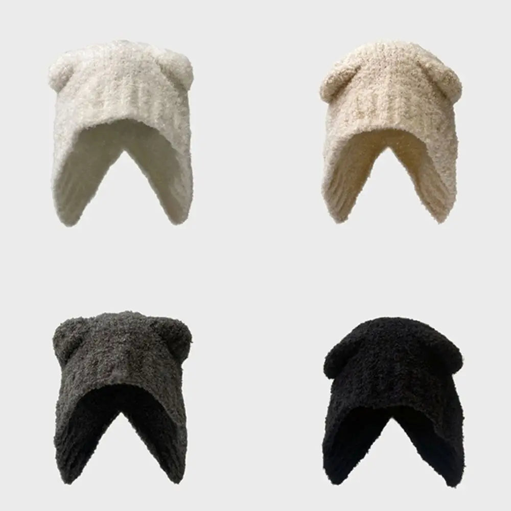 Bear Ear Knitted Beanie Hat – Cute Women's Winter Cap Knitted Beanie Hat SWANS