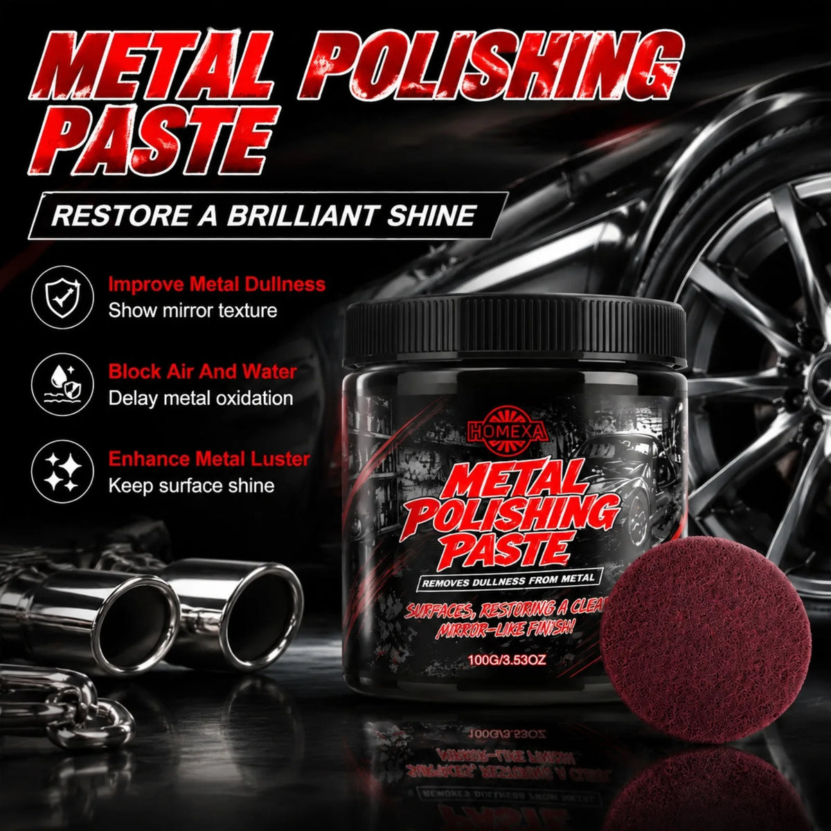 SWANS Metal Polishing Paste – Mirror Shine Steel & Aluminum Metal Polish Paste SWANS
