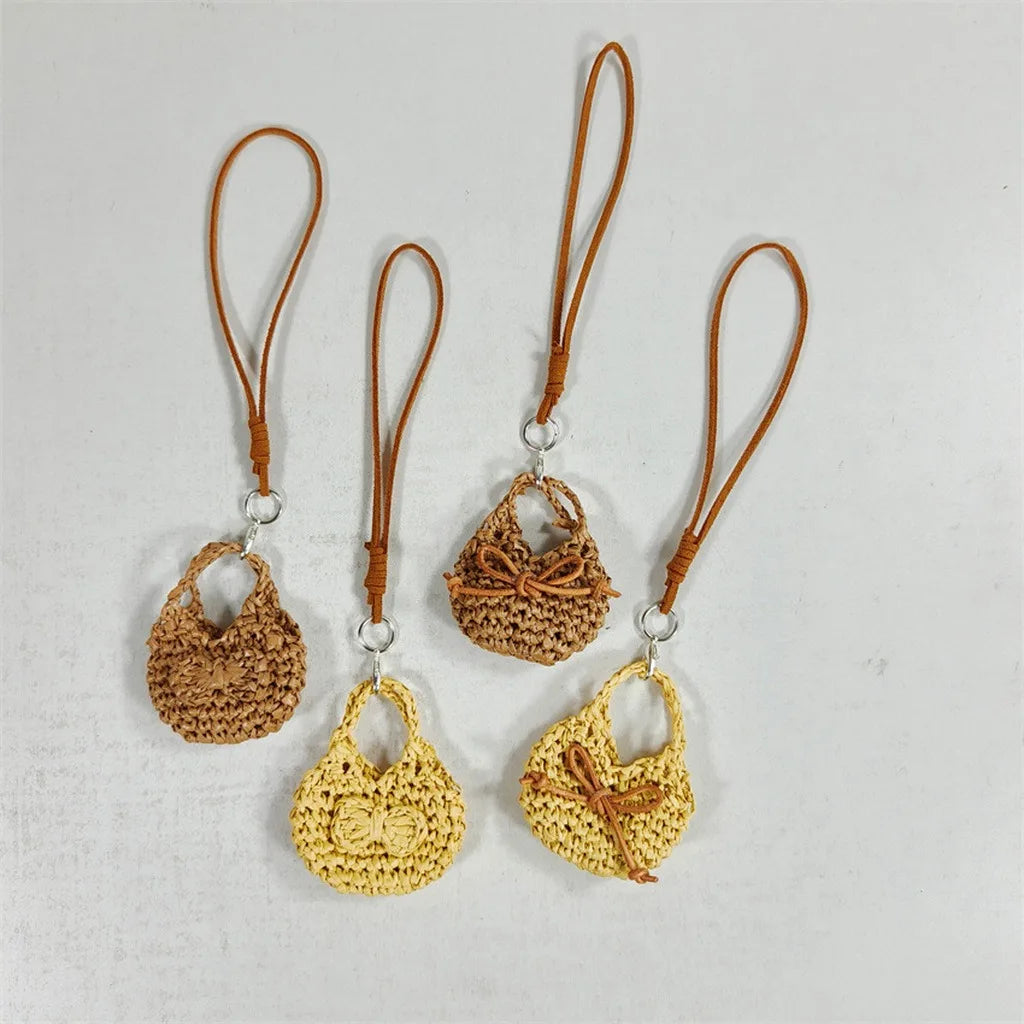 Handmade Crochet Bag Charm – Faux Suede Bow Pendant Keychain Bag Charm Pendant SWANS