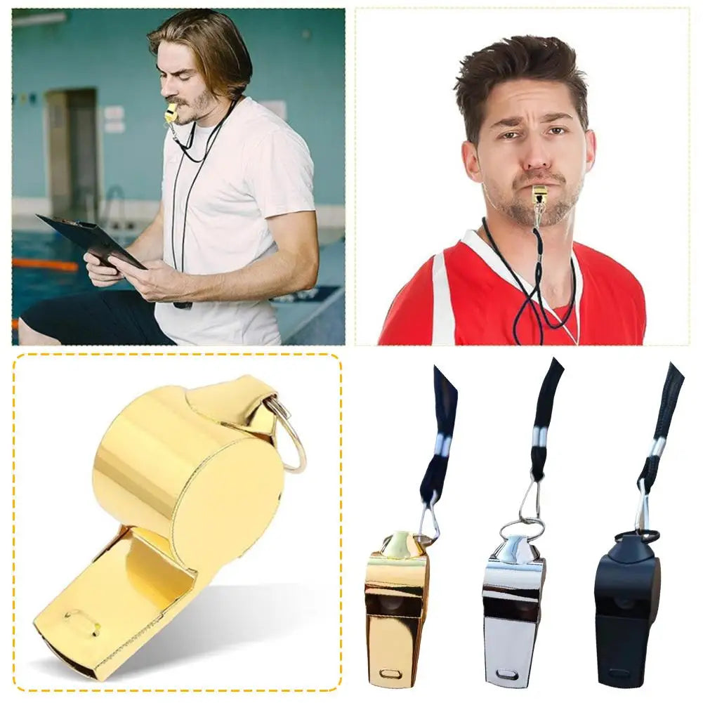 Professional Stainless Steel Referee Whistle with Lanyard Referee Whistle SWANS